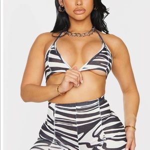 Zebra Print Overlock Seam Bike Shorts and Bralet.